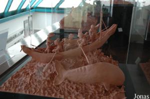 Exhibition of sea and man art made of burned soil handicraft